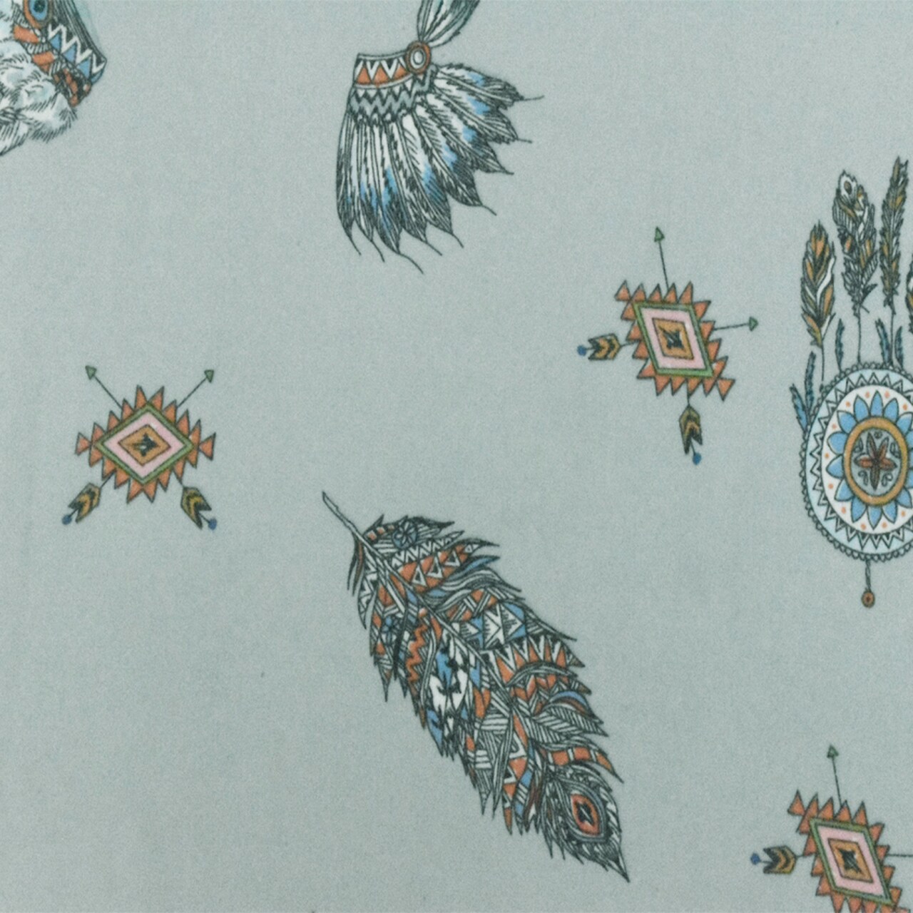 Ash Mist Blue-Multi Famous Designer Dream Catcher Printed Chiffon Fabric By the Yard